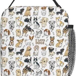 Cute Dogs Puppy Pet Insulated Lunch Box For Women Man, Portable Lunch Bag Reusab